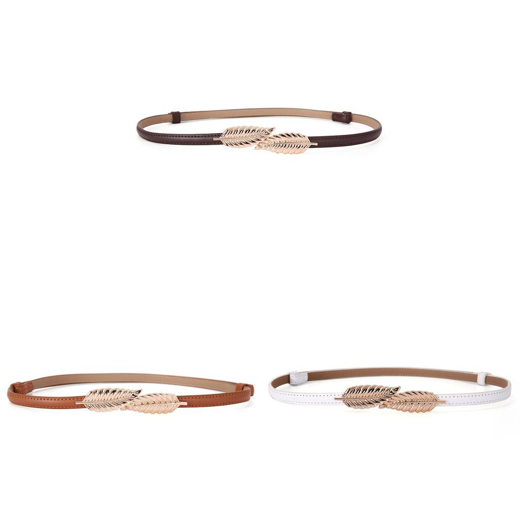 Leather Adjustable Belt For Dresses With Leaf Buckle And Smooth Closure For Womens Fashion