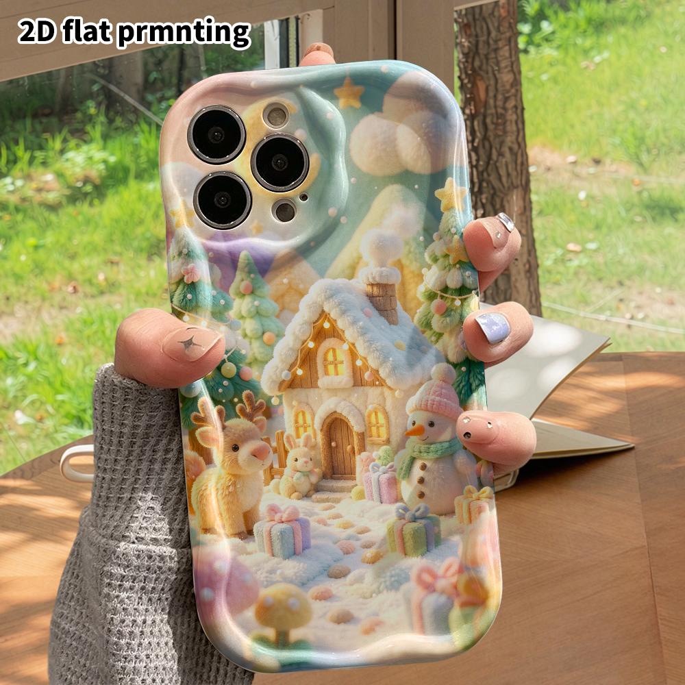 Phone Case: 2D Flat, Suitable for iPhone 18 17 16 15 14 13 12 Pro, Winter Christmas Cottage, Perfect Christmas and Halloween Holiday Gift
