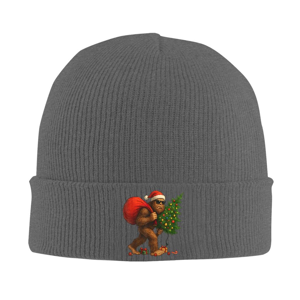 Bigfoot Stealing Christmas Tree Lights Xmas Knitting Hat Fashion Caps Men Outdoor Beanie Hats Winter Design Thermal Bonnet Hats