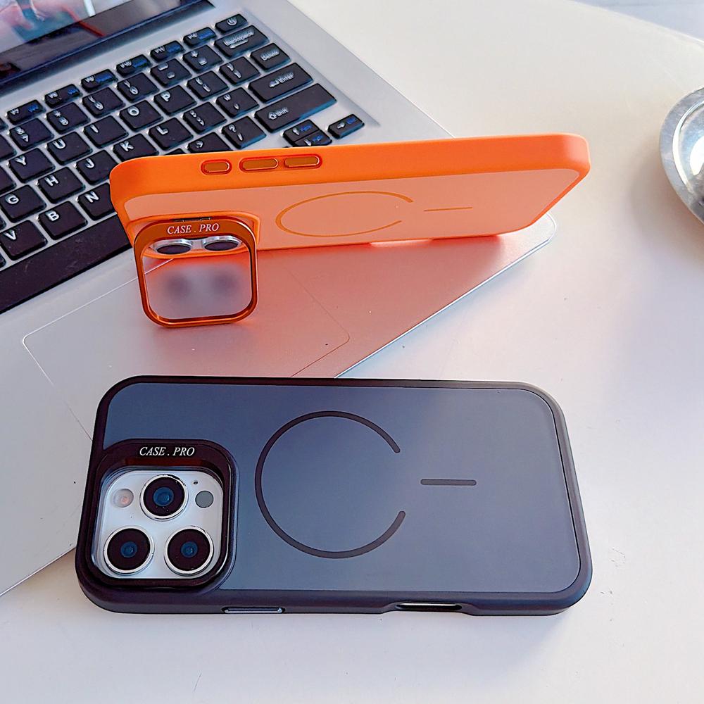 KEYSION Matte Skin Feel Lens Stand Phone Case for Magsafe for iPhone 16 Pro Max 16 Plus Magnetic Wireless Charging Shockproof Cover