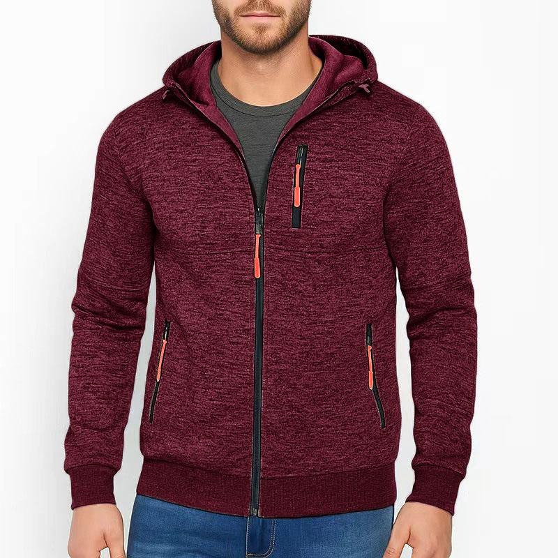 Autumn New Men's Casual Zippered Hoodie - Slim Fit Solid Color Sportswear Male Fashion Tracksuit Jacket