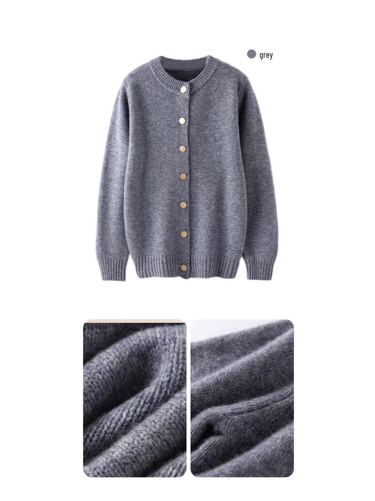 New Unisex Children's Thick Wool Cardigan - Solid Color, Comfortable Flat Knit Sweater for Autumn & Winter
