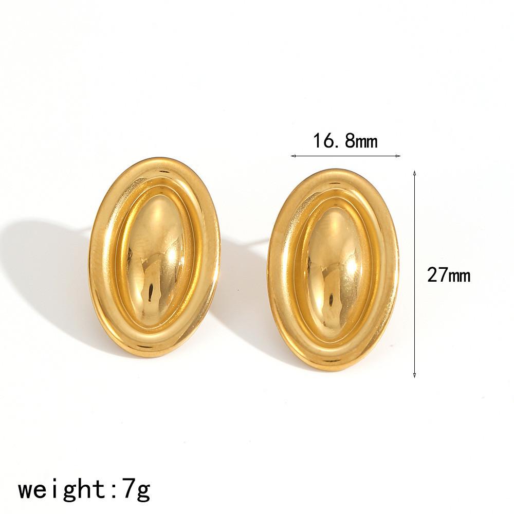 Minimalist Stainless Steel Geometric Oval Earrings For Women Summer Jewelry Collection золотой