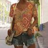 Women's T-Shirt Pattern Printing Bohemian Style Retro Fashion Casual Short-Sleeved Oversized Summer Women's Clothing