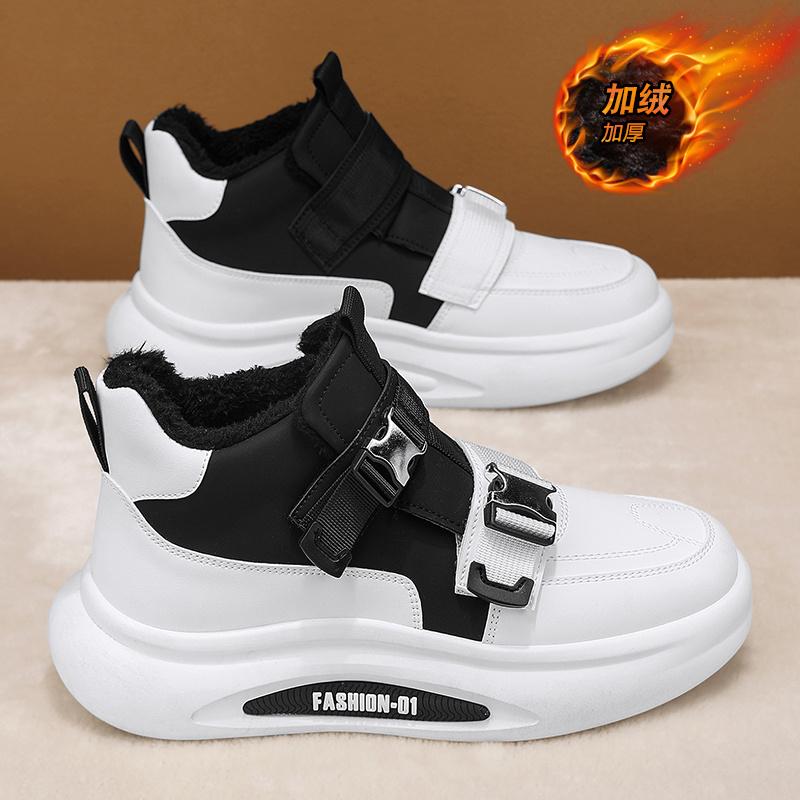 

Высокие кроссовки мужские дизайнерские зимние плюшевые зимние ботинки модные повседневные ботинки из микрофибры и кожи с увеличенной высотой на платформе 41