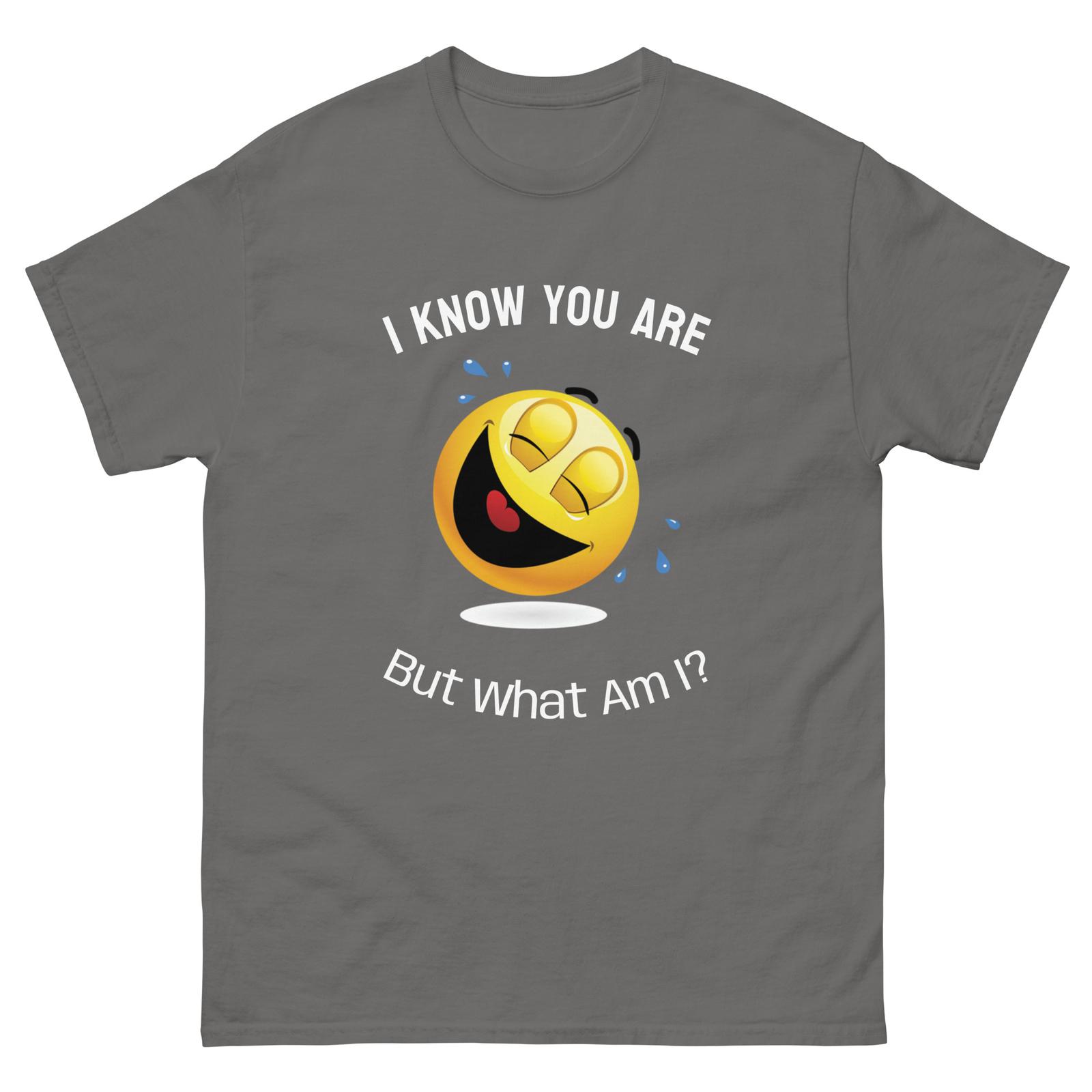 Smiling Emoji T-Shirt Mens Womens Tees Top I Know You are But What Am I? Internet Meme Tee Quotes S