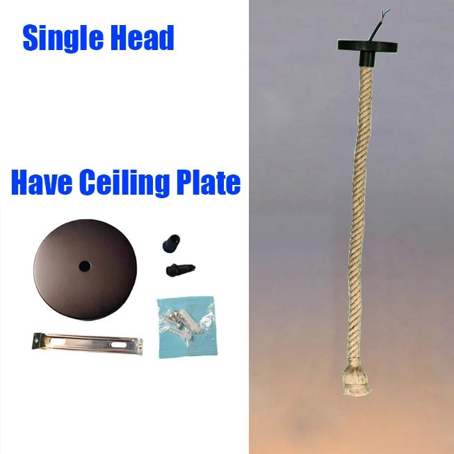 Retro Vintage Hemp Rope Pendant Light American Industrial Hanging Lamps Creative Loft Country Style Ceiling Lamps E27 Edison LED