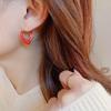 Simple Fashion Blue Red Green Brown Color Heart Metallic Earrings For Women  New Korean Style Brincos Jewelry Wholesale