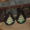 New European & American Christmas Tree Star PU Leather Earrings