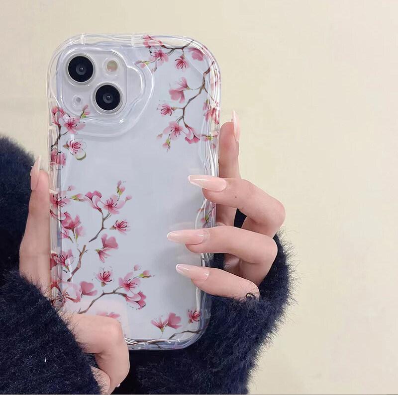Case For Realme C53 C55 C67 C63 C65 C35 C33 C21Y C25Y C51 8 5G 10 13 11 12 Pro Plus GT 6 Note 60 Cover Flower Cream Wavy Edge