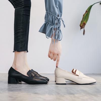 Women'S Shoes Spring And Autumn Single Shoes Versatile High Heels Professional Thick Heel Work Small Leather Shoes British Medium Heel Loafers