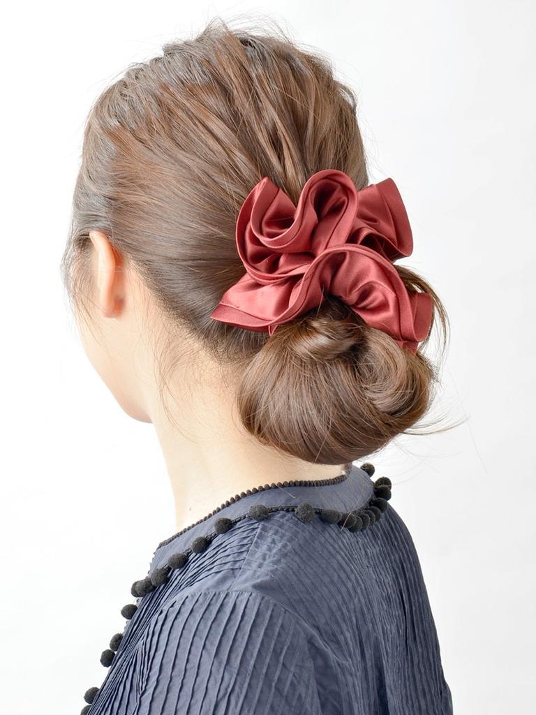 Kobe Vingtaine Satin Scrunchie Hair Hair Red Clip, Accessory, HS-6-RE,