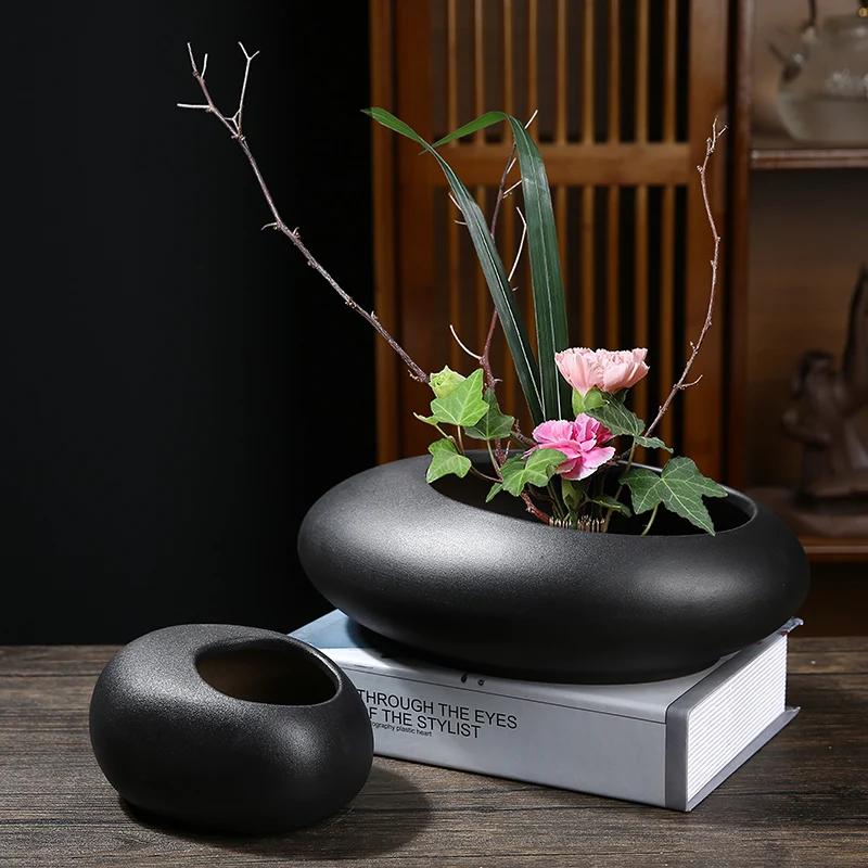 Creative Chinese Style Flower Arrangement Ware Ceramic Flowerpot Flower Vase Bonsai Floral Accessories Jianshan Tool Home Decora