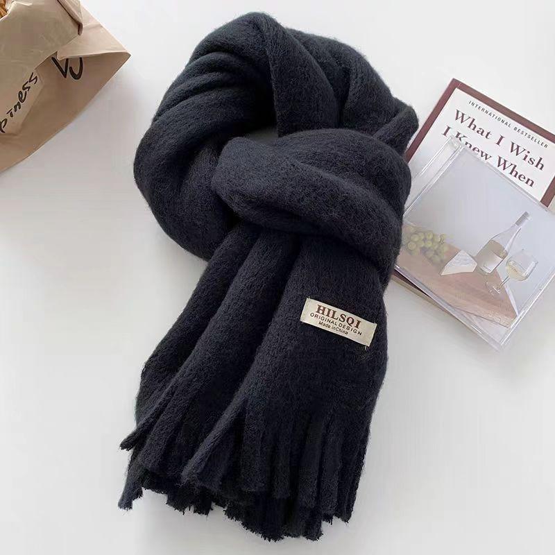 Imitation cashmere cloth label knitted scarf women's autumn and winter thickened warm versatile student couple wool circumference
