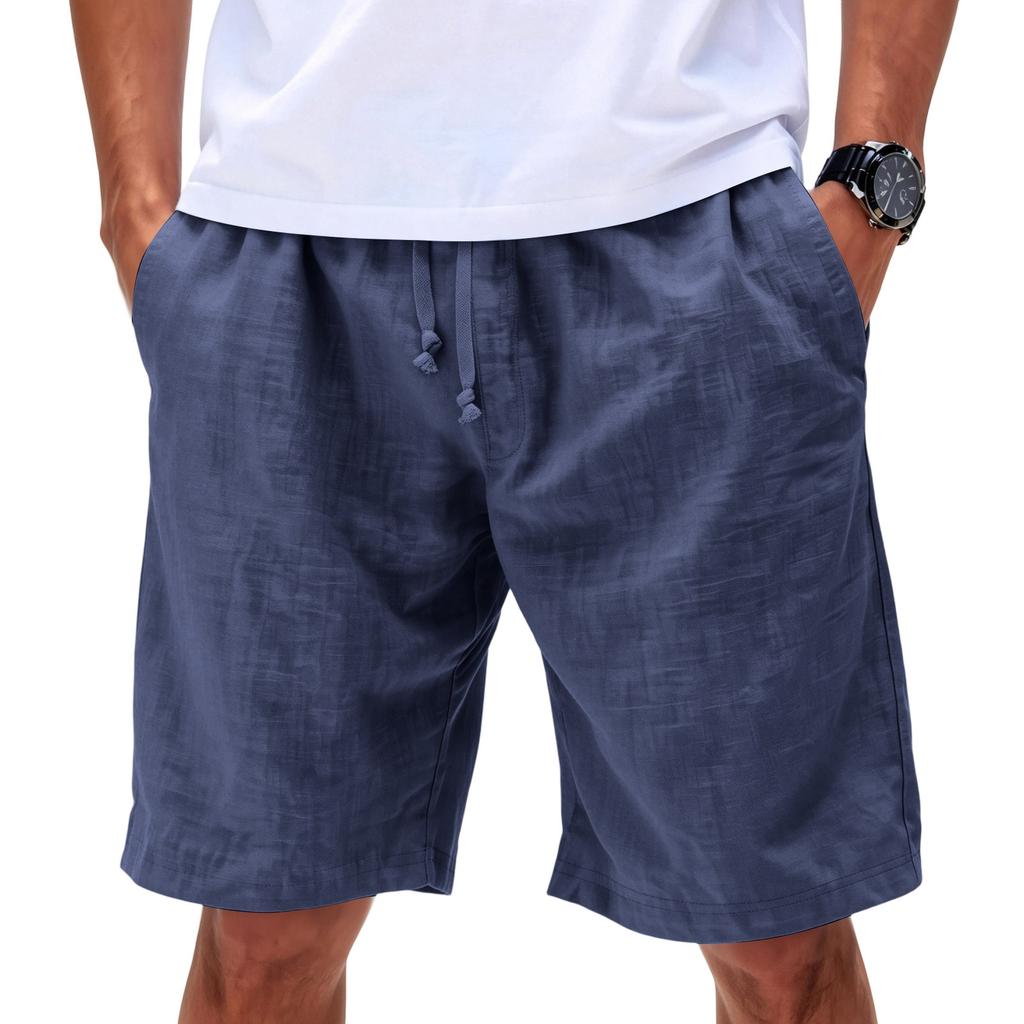 Men's Linen Casual Beach Shorts | Elastic Drawstring Waist Lightweight Shorts For Summer Daily Wear
