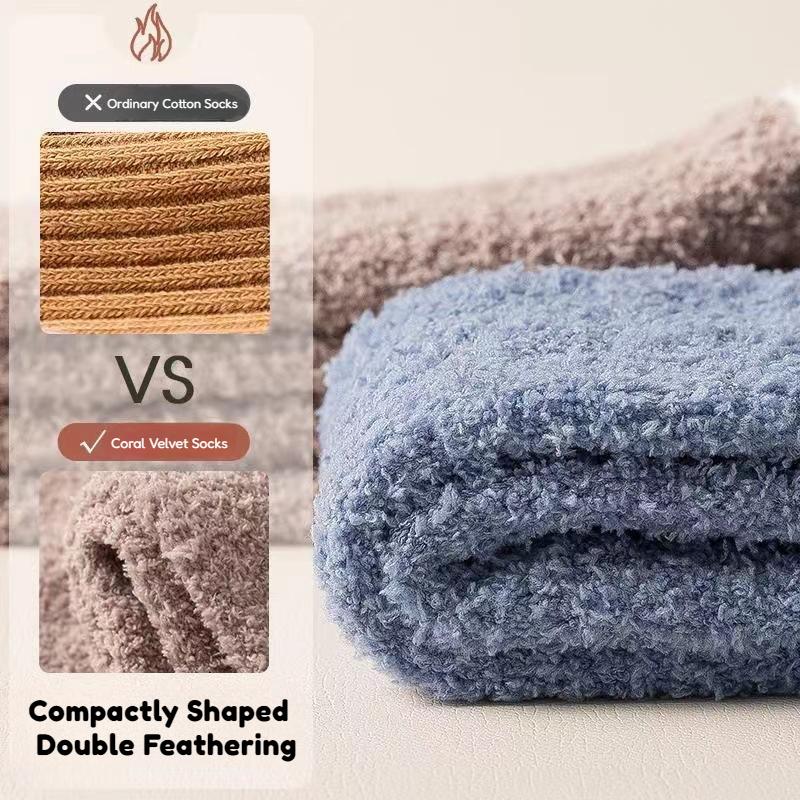 Women's Winter Warm Knee-high Solid Color Socks Thickened Coral Velvet Home Long Socks