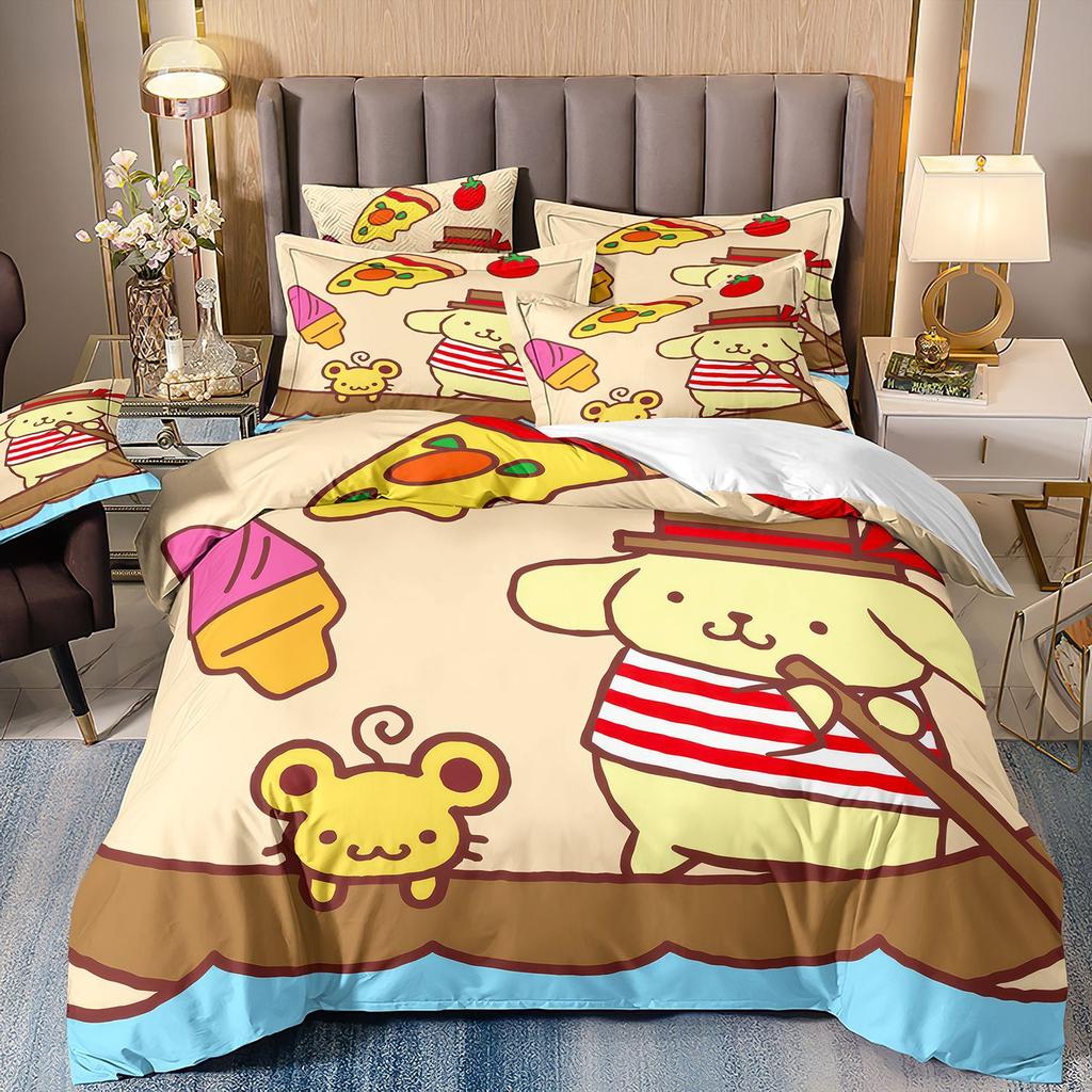 3D Digital Printing Cartoon Animation Children'S Bedding Pudding Dog Three-Piece Set
