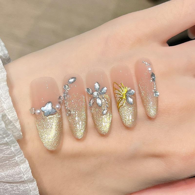 Cat's Eye Wearing Nail Pure Hand-made Nail Piece Fake Nail Wearing Nail Piece Advanced Sense Thin Dog Long