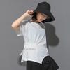 European & American Summer Women's Lace Tassel T-Shirt: Short-Sleeved, High-Street, Ins-Style, Cold Splicing, Irregular Design.