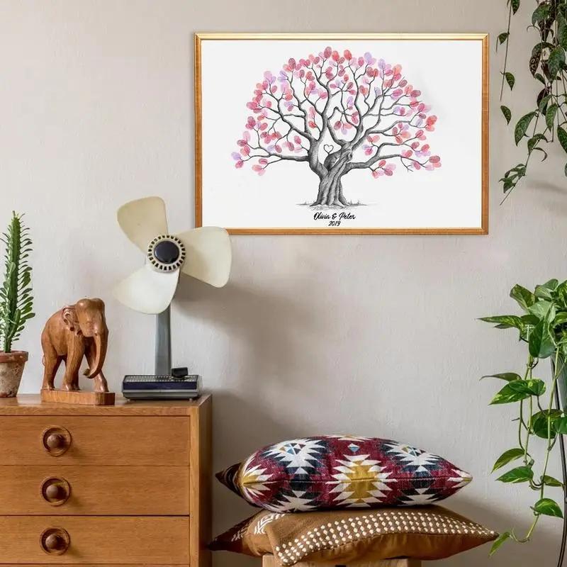 Wedding Guest Book Alternative Tree Graduation Guest Book Fingerprint Tree Canvas Waterproof Creative DIY Sign-In Book