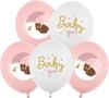 Balony Pastelowe Baby Girl Shower Miś Mix  5Szt.