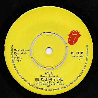 7inch Record ROLLING STONES - Angie RS19105 Rolling Stones  1973 UK Rock Used
