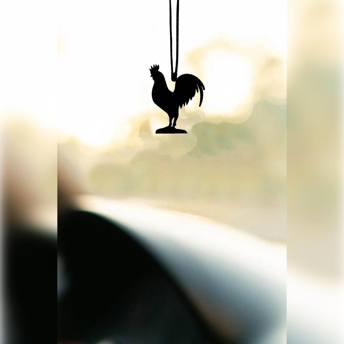 

Metal Rooster Motif Rearview Mirror Ornament Car Accessory