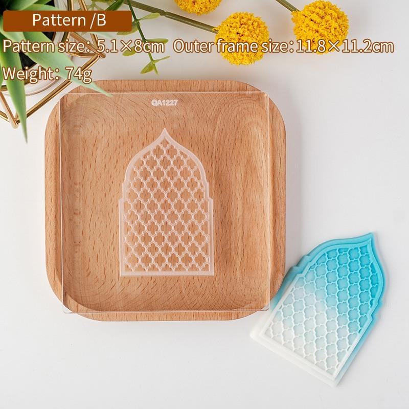 Islamic Ramadan Acrylic Fondant Embossing Stamp Press Eid Mubarak Cookie Cutters Party Pastry Biscuit Baking Decoration Supplies