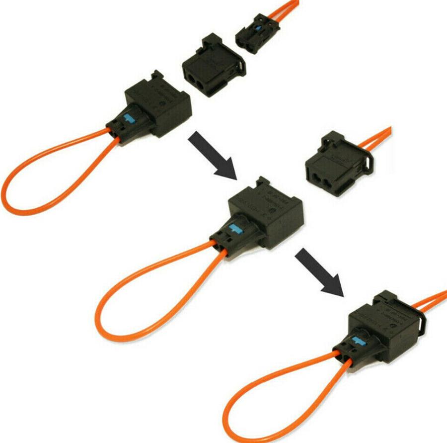 2 Paar Kfz-Stecker-/Buchsen-Stecker-Adapter, Diagnose-Glasfaser-Bypass-Schleife, schwarzes Kit