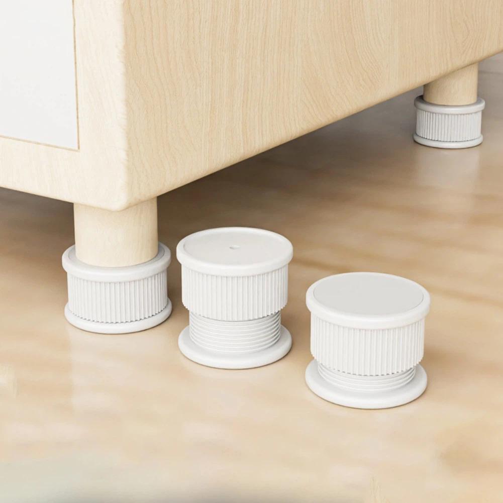 4 Pcs Adjustable Furniture Support Legs Black, White, Gray, Brown Furniture Support Legs No-Drill,Non-Slip Shock-Absorbing