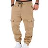 Men Winter Sweatpants Thickened Cargo Pants Warm Casual Baggy Trousers Drawstring Waist Jogger Pants for Work Street Daily Wear
