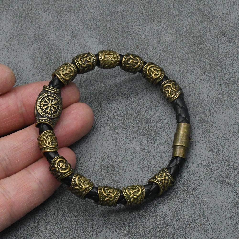 Norse Runes Bracelet Vikingo 3pcs /11pcs/13Pcs/15pcs Runes Beads Vegvisir Compass Amulet Viking Bracelet Slavic Accessorier