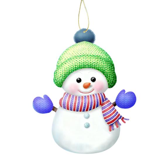 7 Pcs Snowman Christmas Ornament Personalized Family Name Acrylic Snowman Christmas Hanging Decoration for Xmas Tree Holiday Party Decor