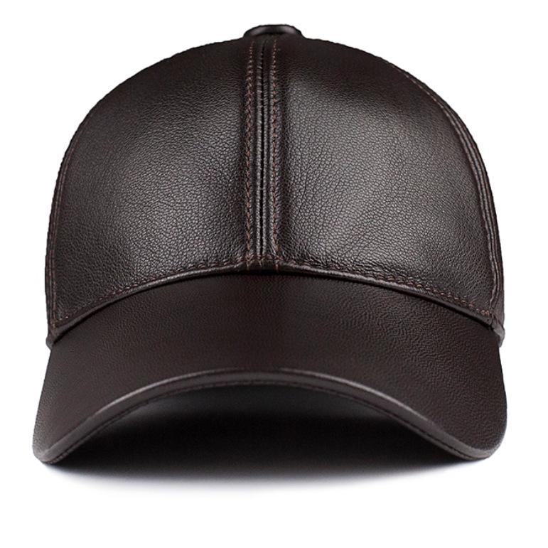Men's Genuine Lambskin Leather Duckbill Baseball Cap - Autumn/Winter Warm Grandpa Style