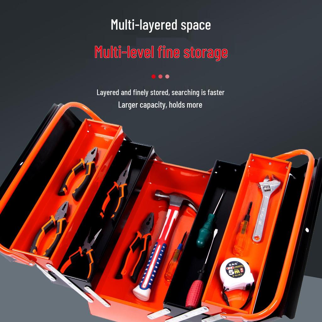 Multi-Layer Portable Folding Toolbox with Large Capacity for Home and Car Repair