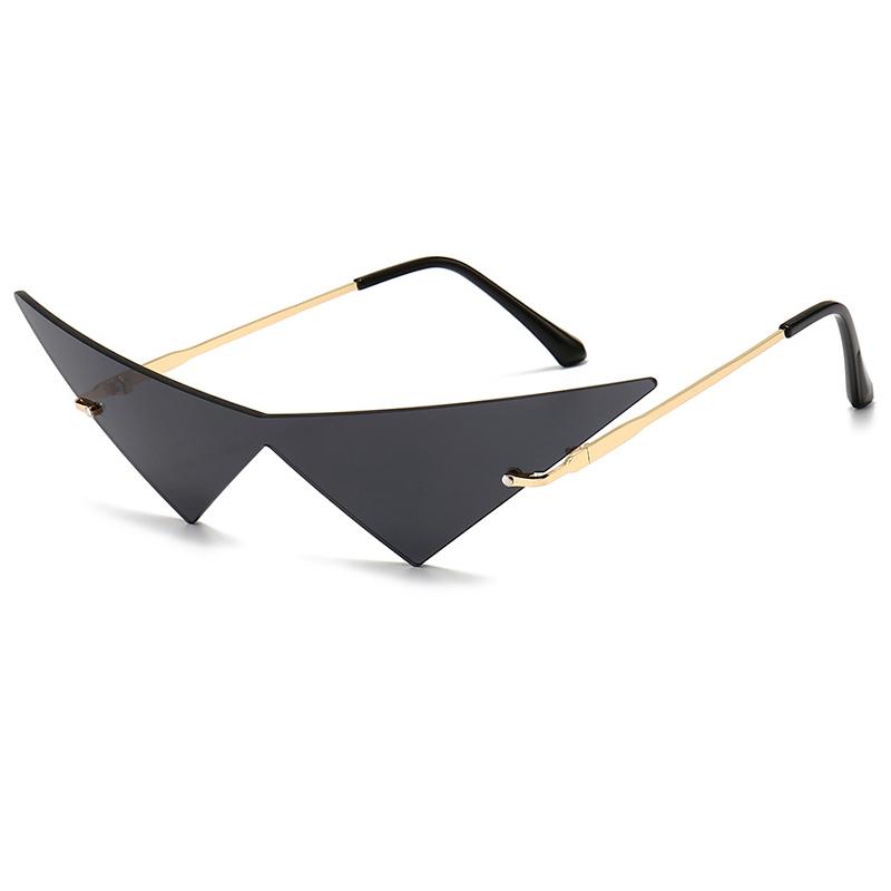 OEC CPO Übergroße Cat-Eye Randlose Sonnenbrille Damenmode Einstückige Gläser Sonnenbrille Weiblicher Trend Dreieckige Brillen Herren UV400