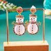 Exquisite Rhinestone Snowman Earrings for Women Minimalist Christmas Tree Bell Bow Earrings New Year Friendship Jewelry Gifts