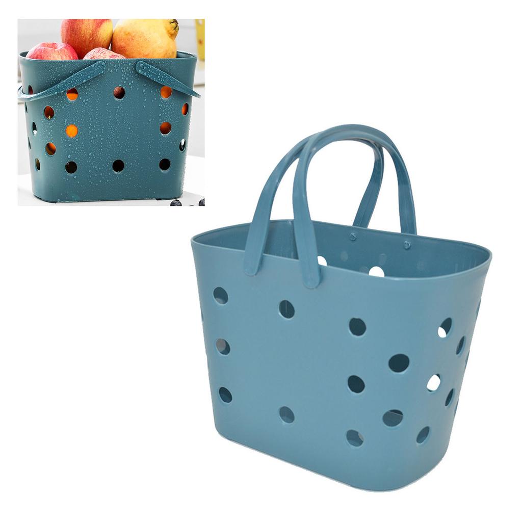 Shower Storage Basket Portable Handle Versatile Hollow Design Bath Storage Basket Organizer Bin for