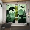 Set Of 2 Dinosaur Shadow Curtains Polyester Drapes Suitable Bedroom Living Room Office Featuring Timeless Curtain With Rod Pocket Ideal For Great