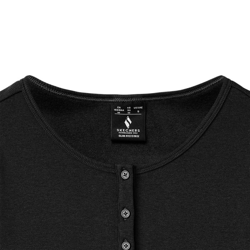 Skechers Round Neck Skin Tight Solid Color Long Sleeve Regular T-Shirt Women Tops L325W108-0018