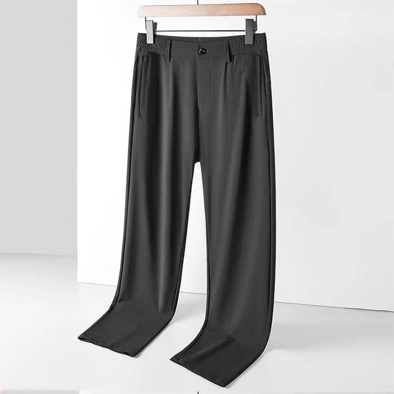 

Men s Semi-Elastic High-Stretch Ice Silk Casual Summer Pants - Thin, Straight, Loose, High-End Suit Style 34