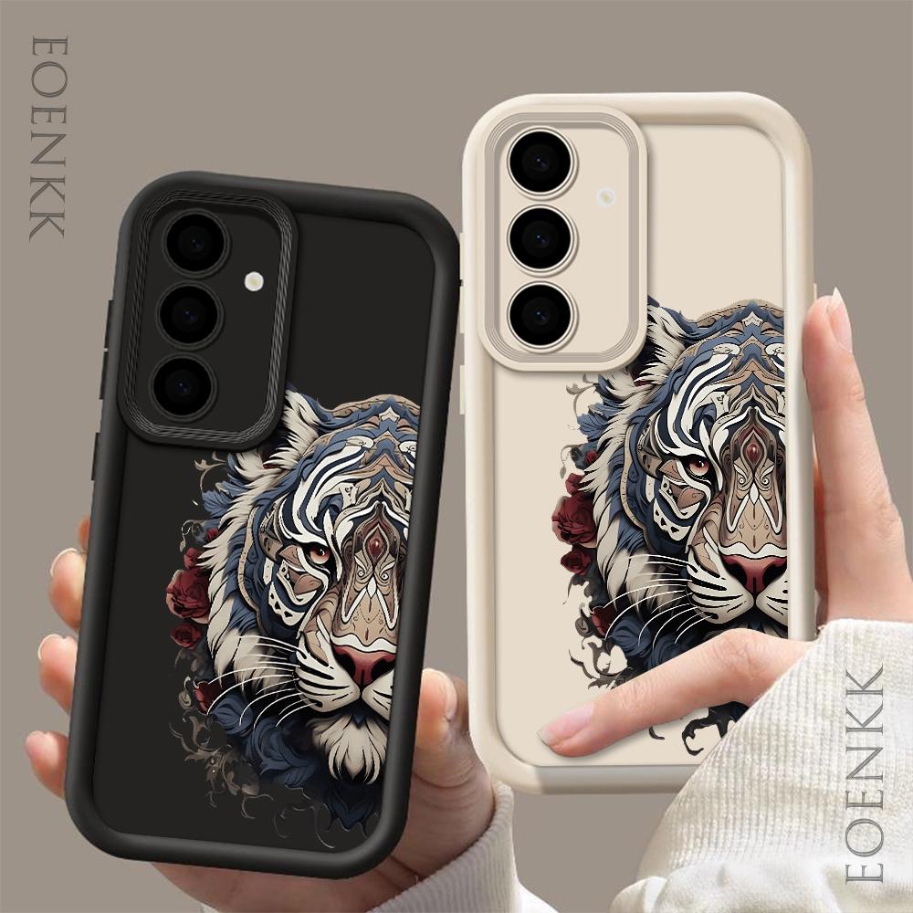 Tiger Head Phone Case For Samsung Galaxy S25 S22 S21 S24 S20 S23 FE Note 20 Plus Ultra A35 A15 A25 A55 Silicone Protect Cover