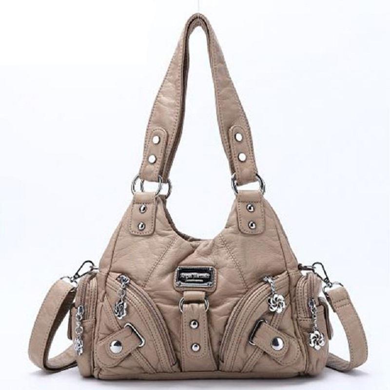 Angel Kiss Stil Retro Abgenutzte Leder Hobo Tasche, Edgy Y2K Umhängetasche Geräumige Schultertasche mit Mehreren Taschen für den Alltag