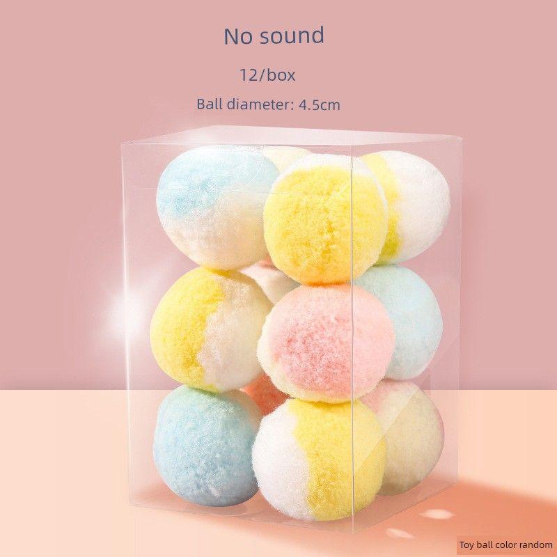 

Cat Toy Ball Self-Hi Relieving Stuffy Handy Gadget Cat Teaser Bite-Resistant Mute Ball Pompons Kitty Ball Pet Supplies Pet toy ball color matching 12/box diameter 4.5cm