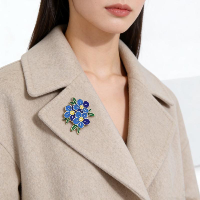 Mode High-End 3-Blatt-Blumenbroschen für Damen Unisex Emaille Pflanzen Pins Büro Party Schmuck Zubehör Freund Geschenke