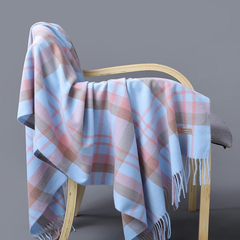 Female Blanket Foulard Bandana Autumn Men's Thick Wrap Scarves Winter Warm Cashmere Plaid Scarf Luxury Brand Fringe Large Shawls