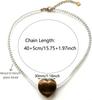 1pc Natural Stone Heart Pendant Necklace for Women Bohemian Handmade Beaded Necklace Jewelry for Lady
