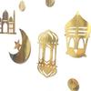 Eid Paper String Pendant 8pcs/set Golden Moon Star Hanging Garland for Banner Ornament for Islam Muslim Ramadan Party Wa less