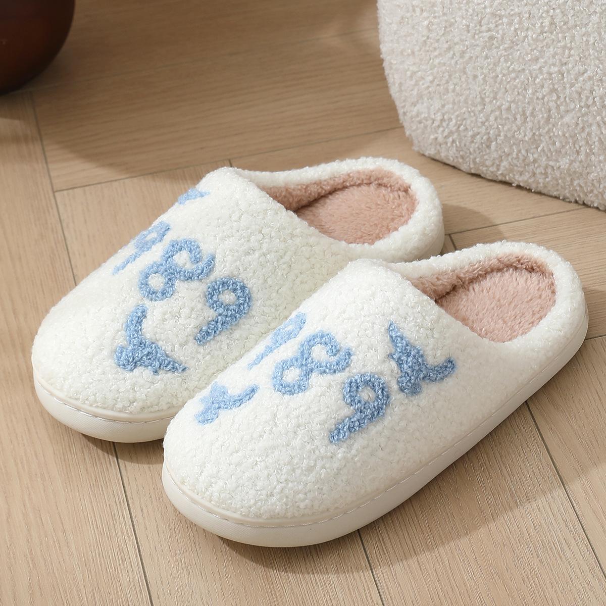

New comfortable home warm winter seagull cotton slippers couple men s and women s platform soft-soled shoes thickened non-slip 44-45 синій