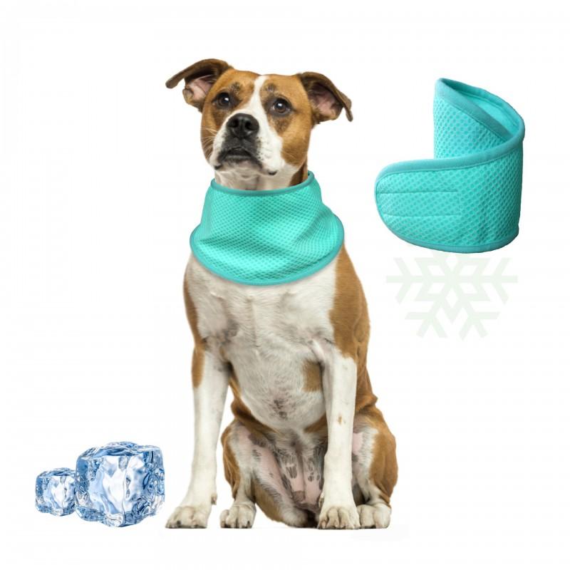 Cooling Neck Wrap Cats Dogs Pet Scarf Ice Gel Comfort Bandana In Blue Green Pink